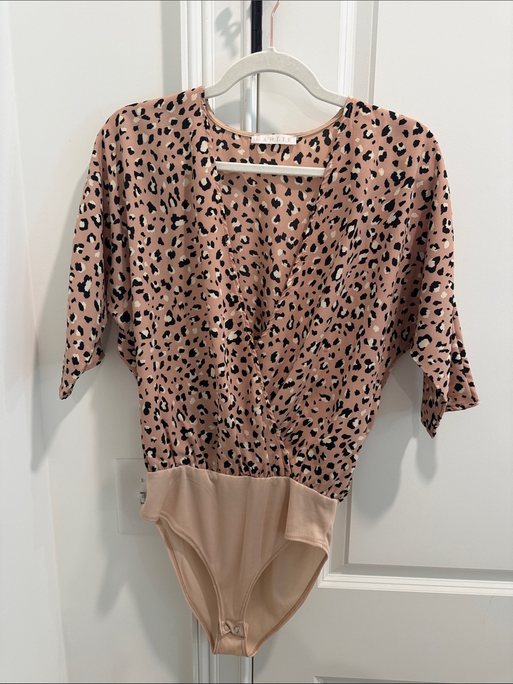 Leopard Print Mauve Wrap Bodysuit - Women Tops